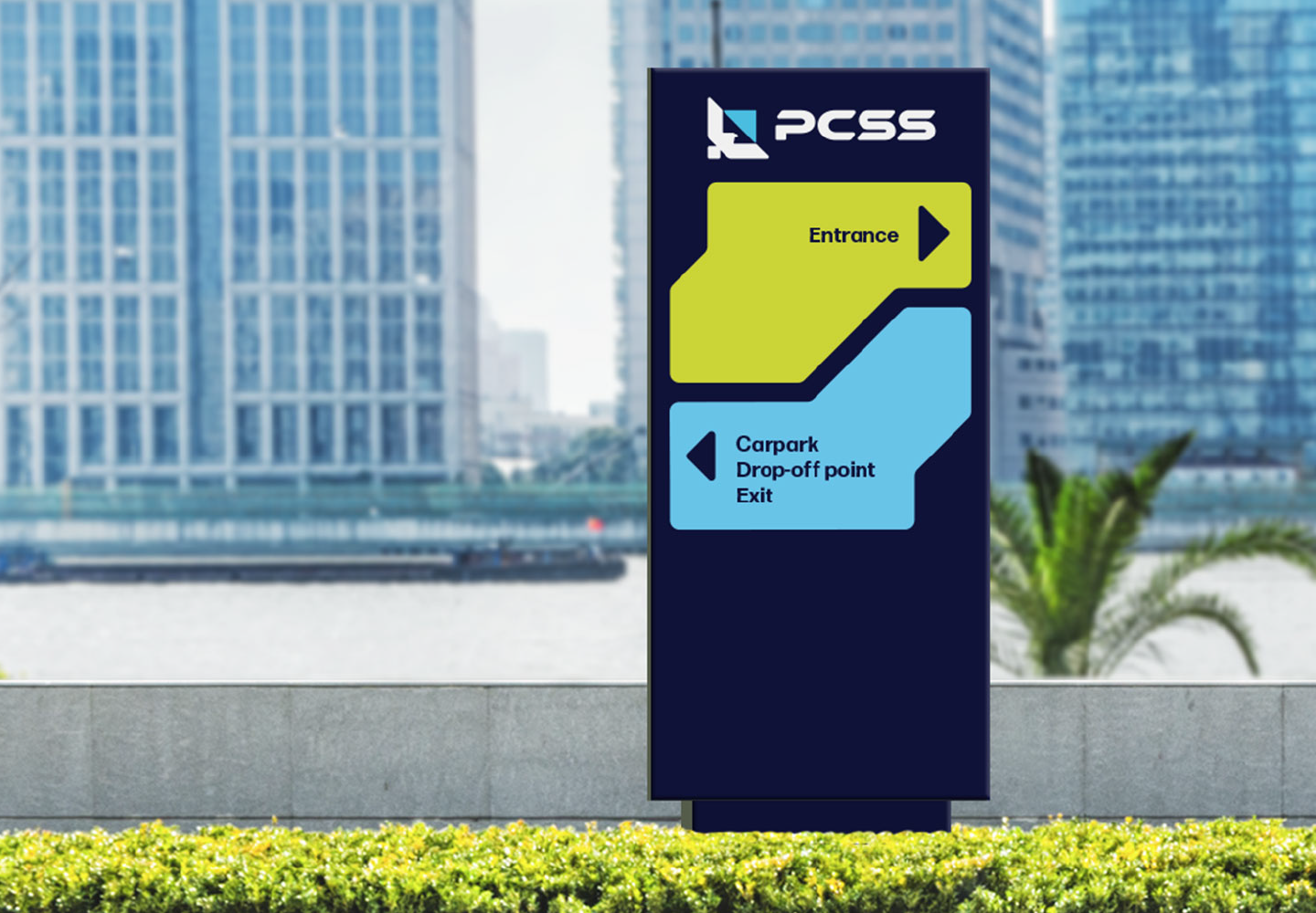 PCSS standing Innovative security solutions branding